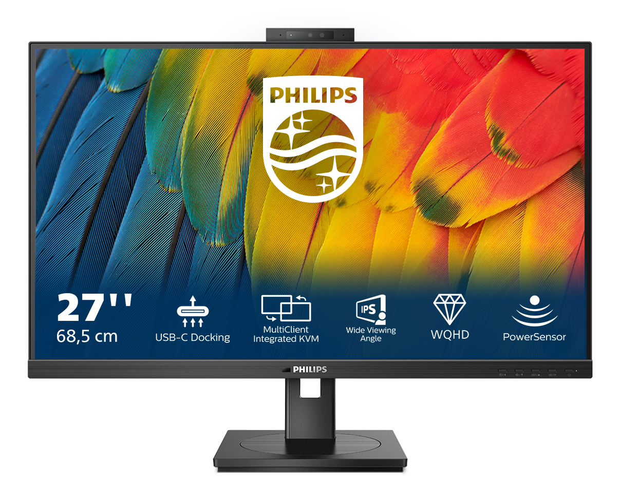 5000 Series - 27 inch - Quad HD IPS LED Monitor - 2560x1440 - USB-C Dock - Pivot / HAS / RJ45 / Webcam - Afbeelding 2