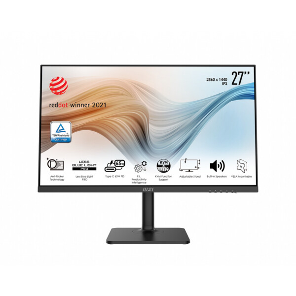 MSI Modern MD272QP computer monitor 68,6 cm (27") 2560 x 1440 Pixels Quad HD LED Zwart