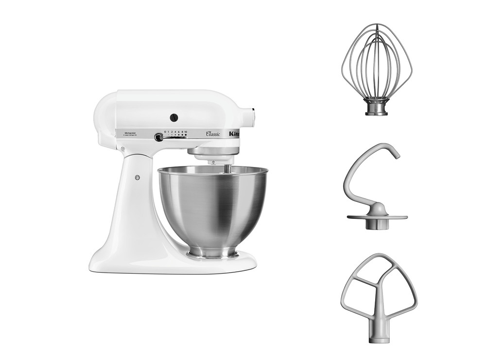 KitchenAid 5K45SSEWH Staande mixer 275 W Metallic, Wit - Afbeelding 2