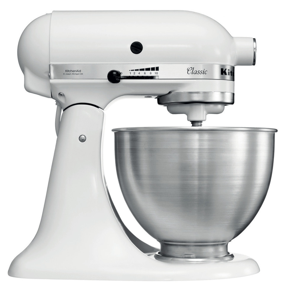 KitchenAid 5K45SSEWH Staande mixer 275 W Metallic, Wit