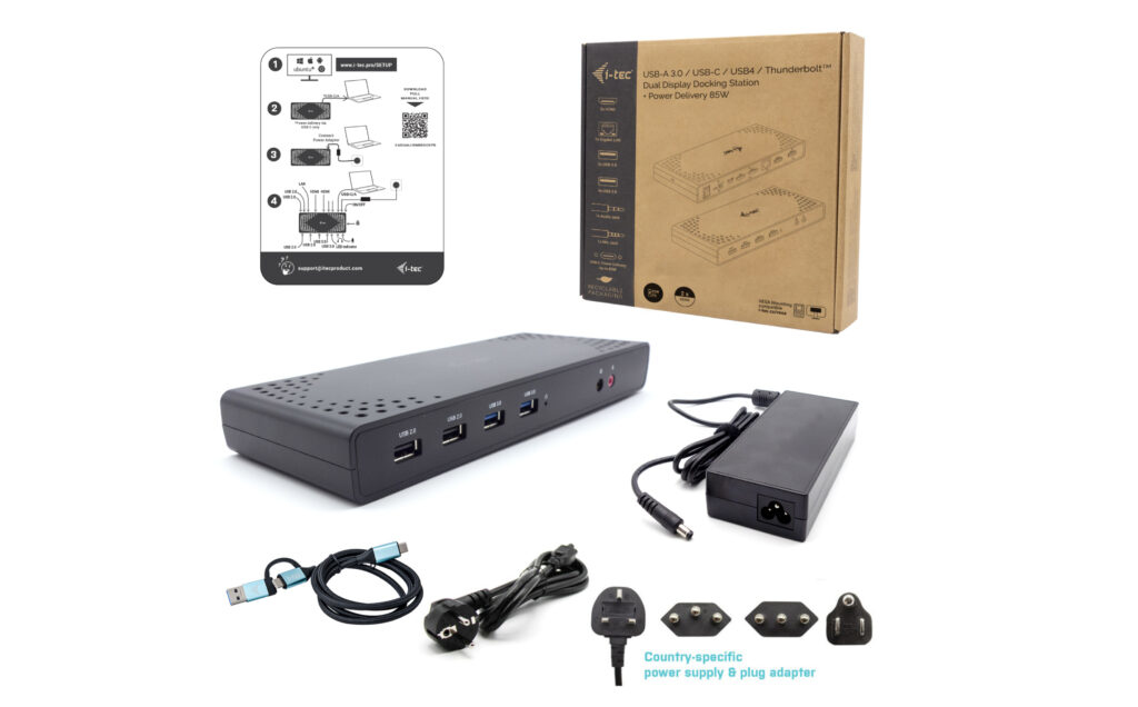 i-tec USB 3.0 / USB-C / Thunderbolt Dual Display Docking Station + Power Delivery 100W - Afbeelding 3