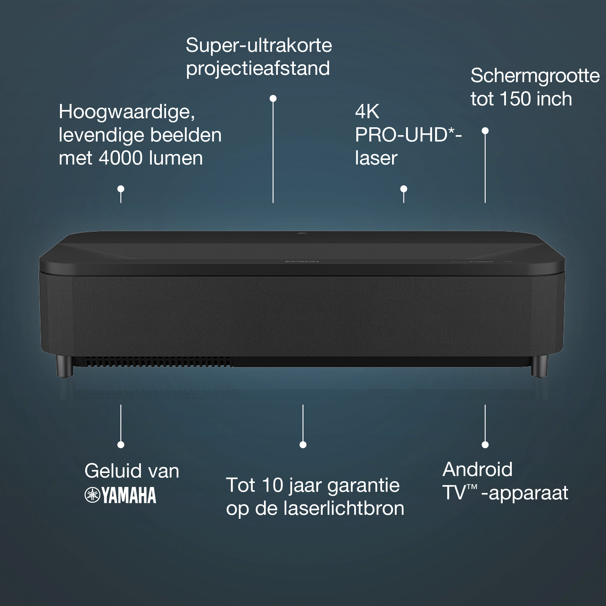 Epson EH-LS800B 4K PRO-UHD smart laserprojector, 4000 lumen, scherm van maximaal 150 inch - Afbeelding 2