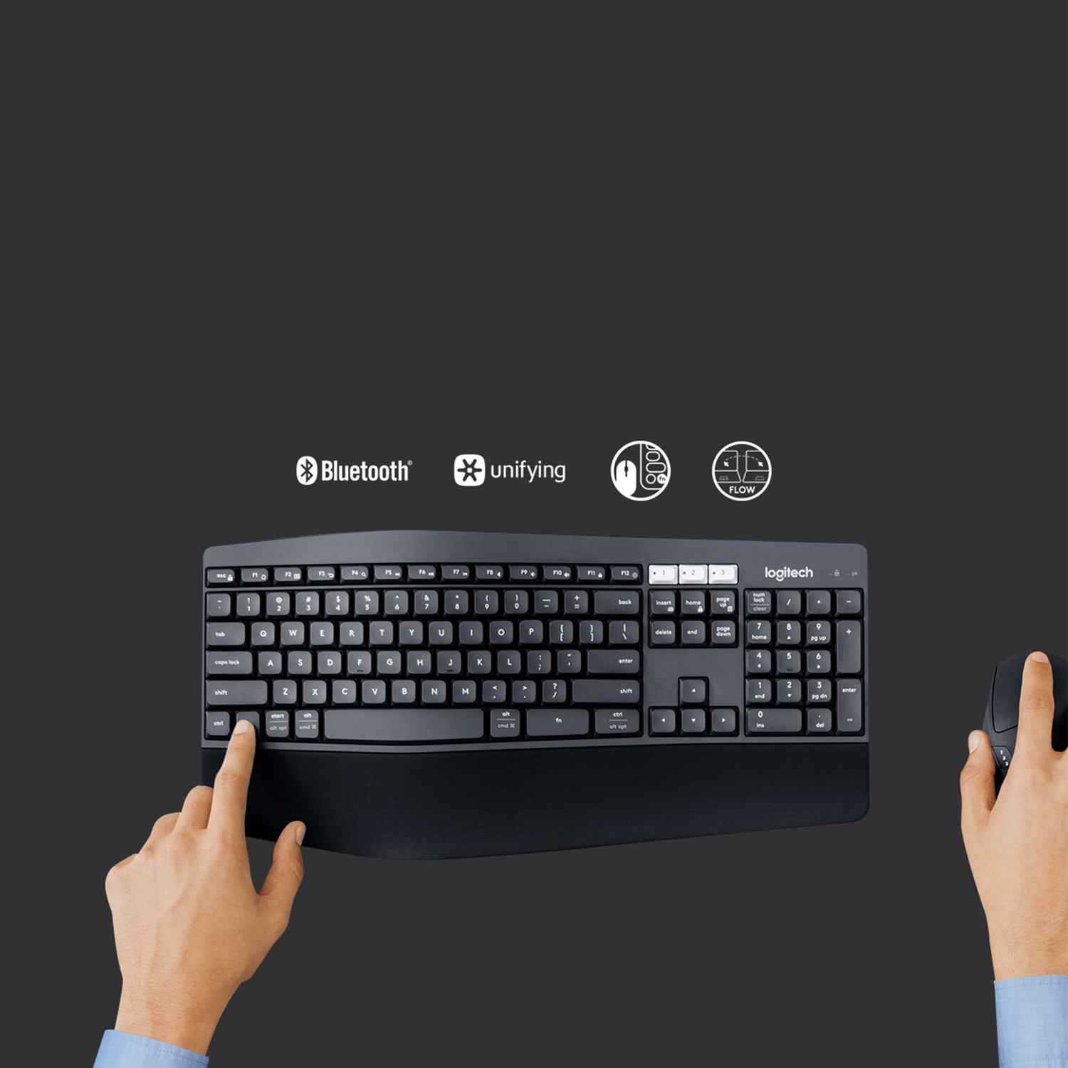 Logitech MK850 Performance toetsenbord Inclusief muis Universeel RF-draadloos + Bluetooth QWERTY Amerikaans Engels Zwart - Afbeelding 5