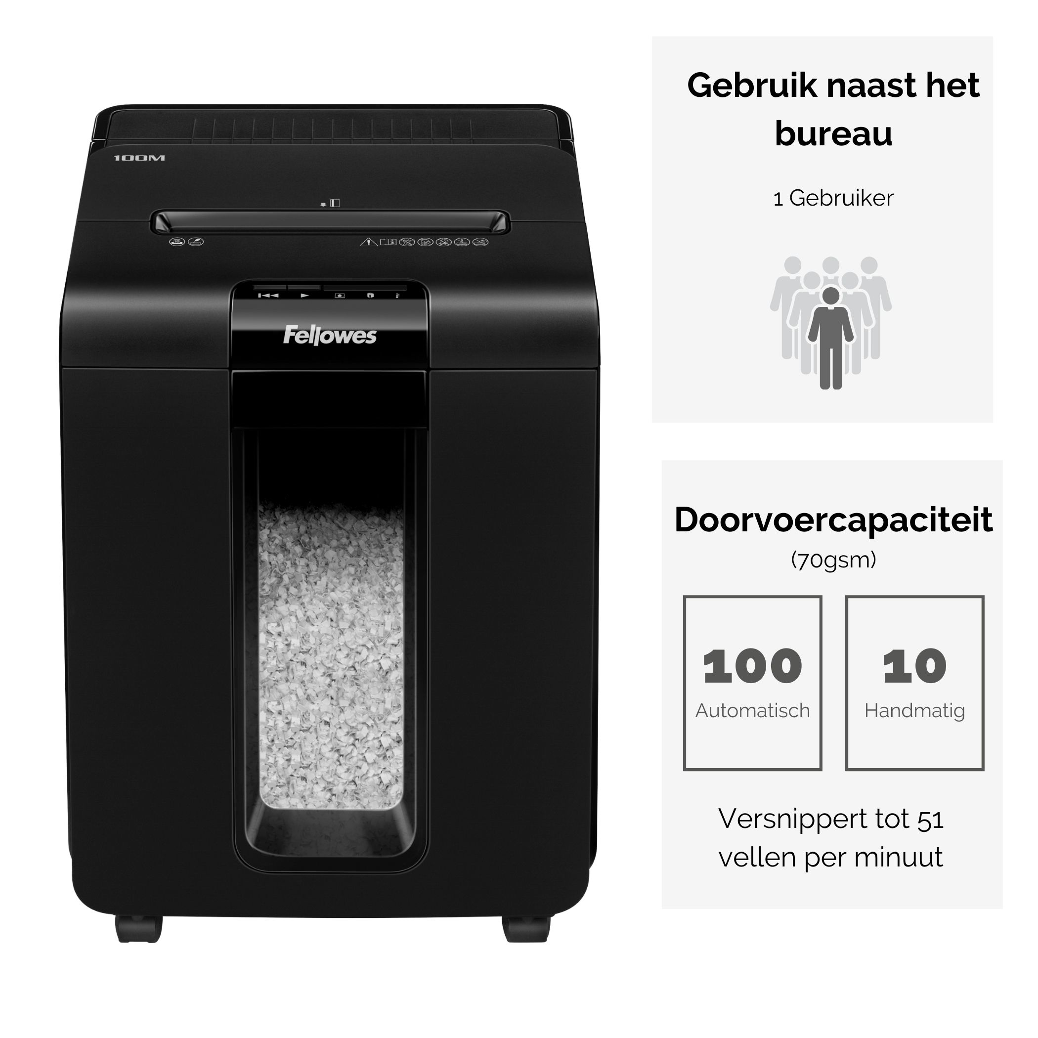 Fellowes AutoMax 100M papiervernietiger Deeltjesversnippering 22 cm Zwart - Afbeelding 5
