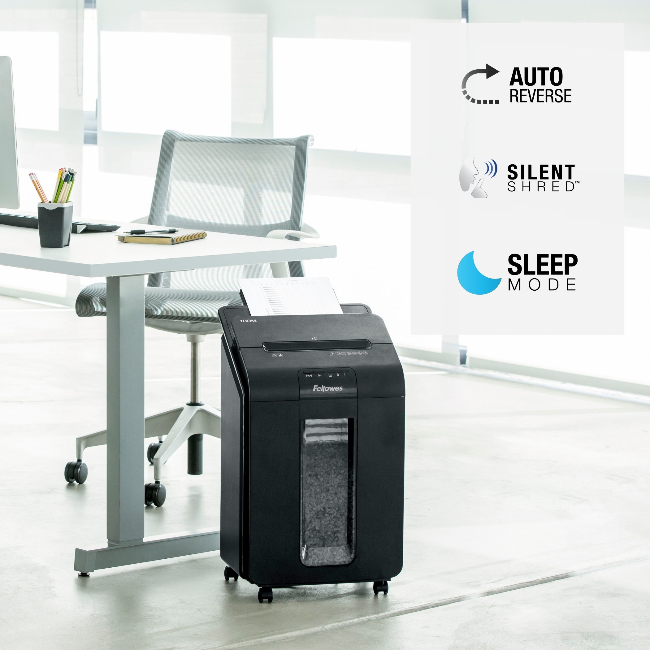 Fellowes AutoMax 100M papiervernietiger Deeltjesversnippering 22 cm Zwart - Afbeelding 3