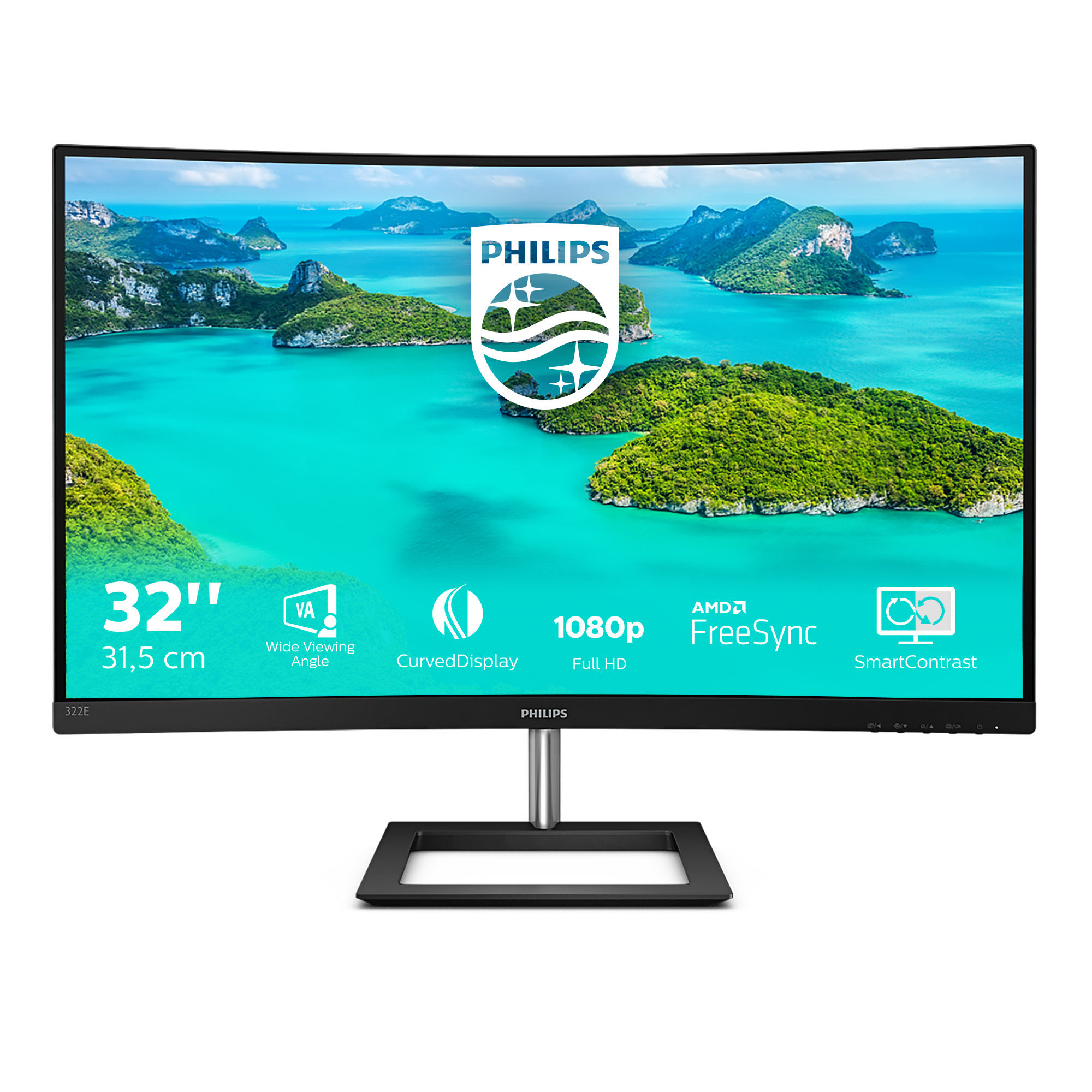 Philips E Line 322E1C/00 LED display 80 cm (31.5") 1920 x 1080 Pixels Full HD LCD Zwart - Afbeelding 2