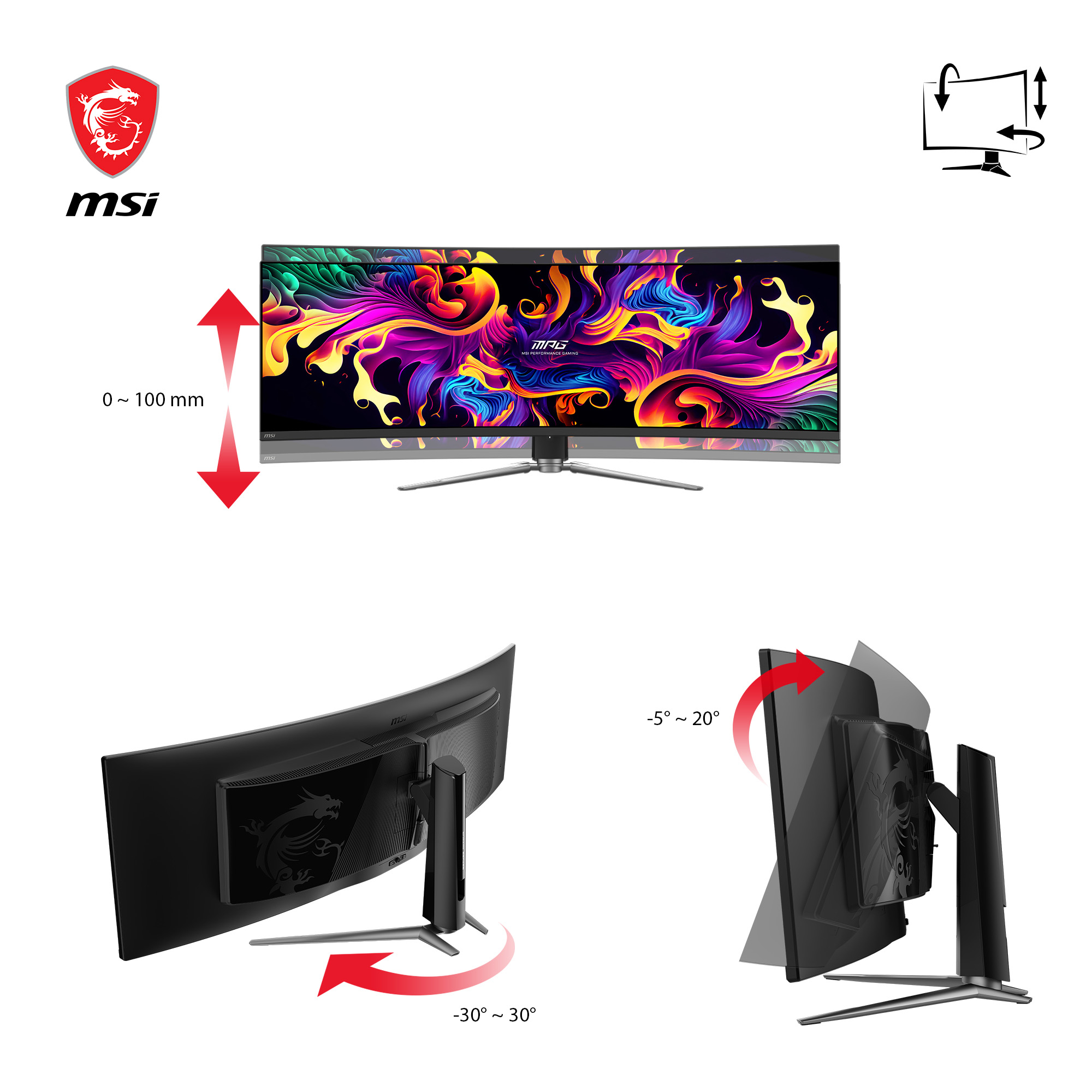 MSI MPG 491CQPDE QD-OLED computer monitor 124,5 cm (49") 5120 x 1440 Pixels DQHD QDOLED Zwart - Afbeelding 5