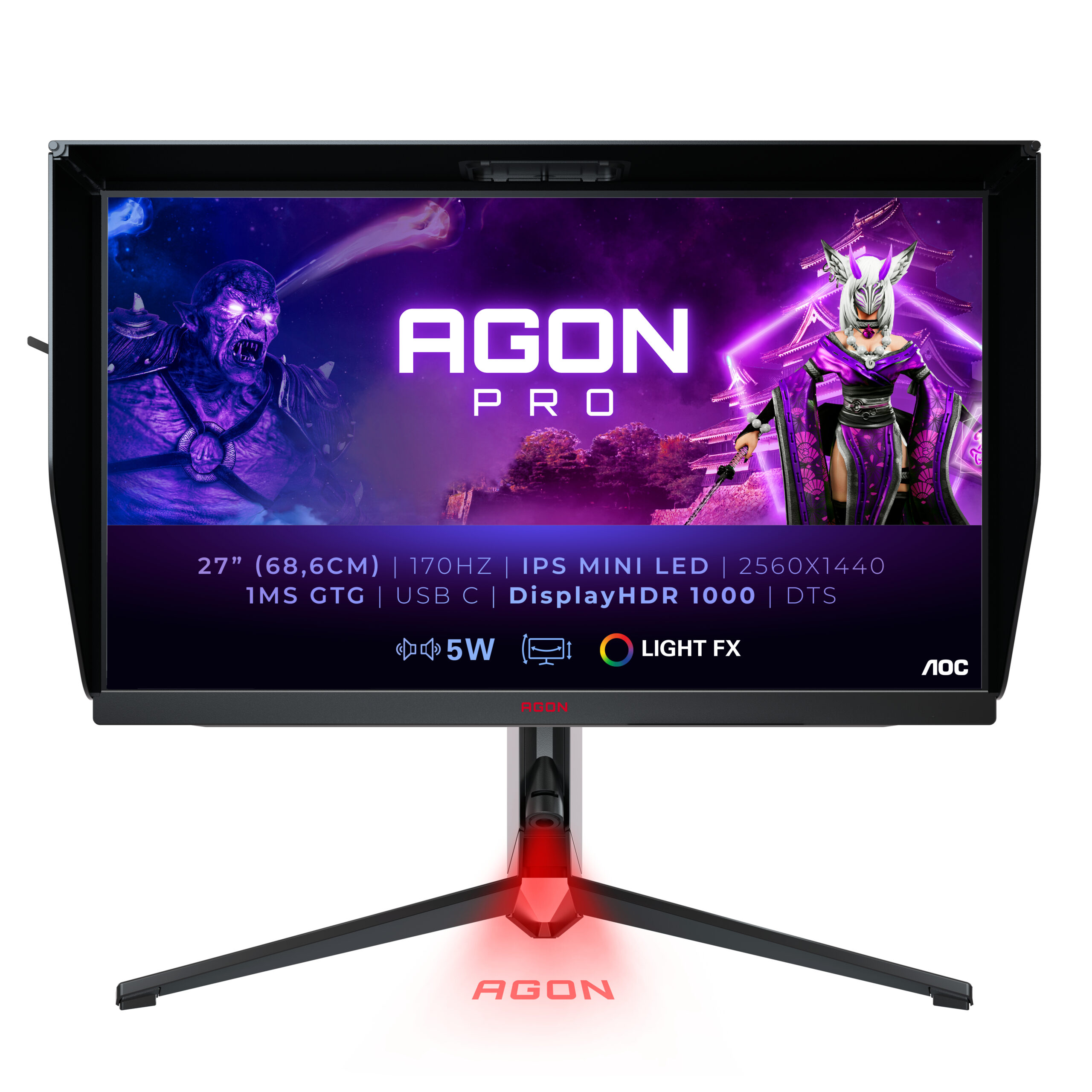 AOC AG274QXM computer monitor 68,6 cm (27") 2560 x 1440 Pixels Quad HD LED Zwart, Rood
