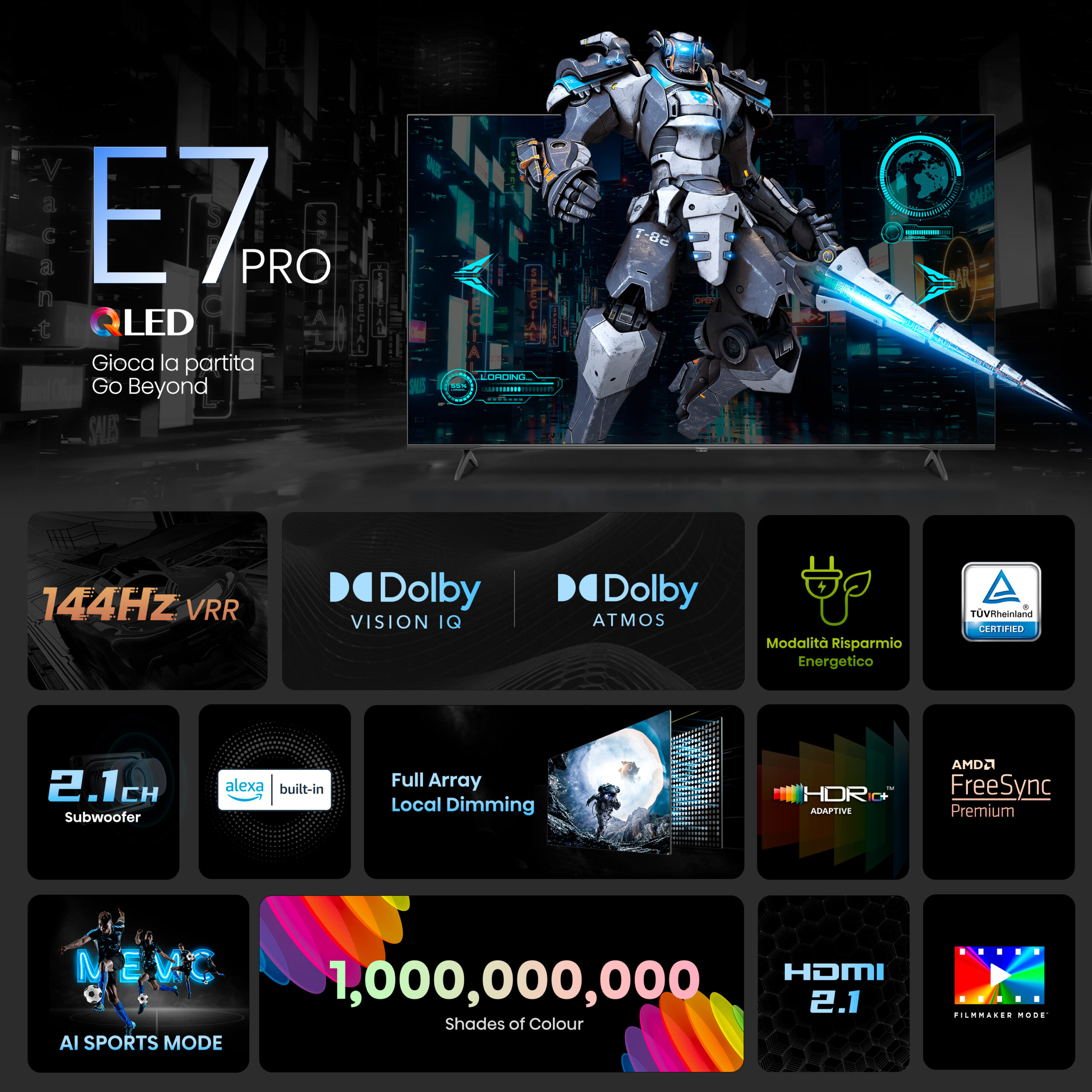 Hisense 4K QLED Smart XXL TV 65E7NQ Pro (2024) 120HZ 65″ - Afbeelding 10