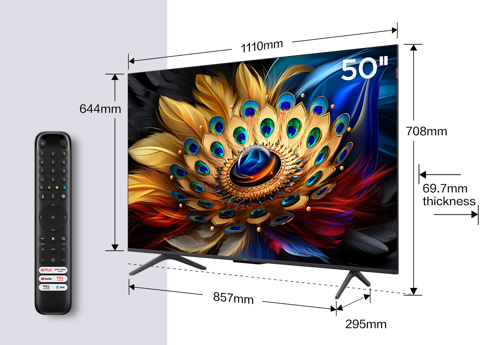 TCL Smart Android QLED+ TV 50C655 (2024) 50" - Afbeelding 2