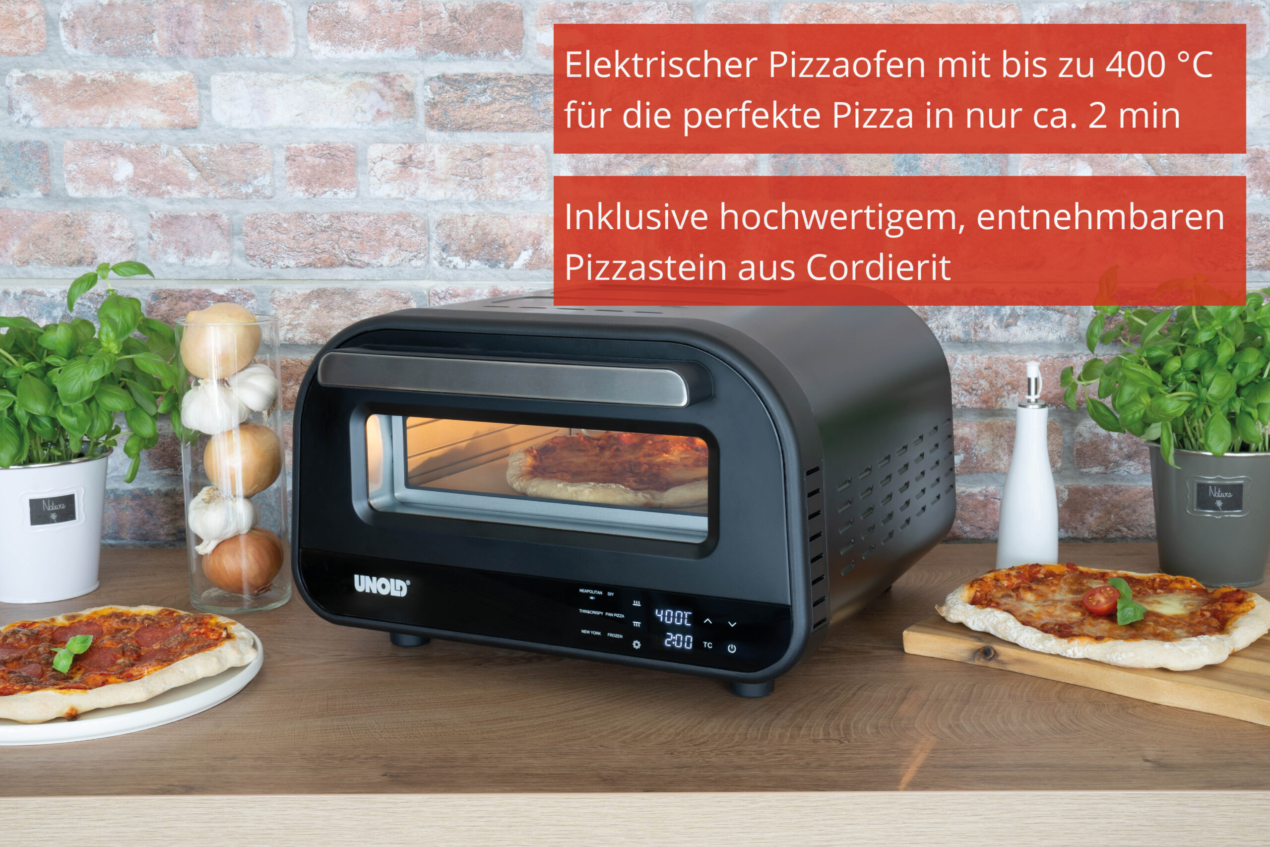 Unold Don Luigi pizzamaker en -oven 1 pizza('s) 1700 W Zwart - Afbeelding 2