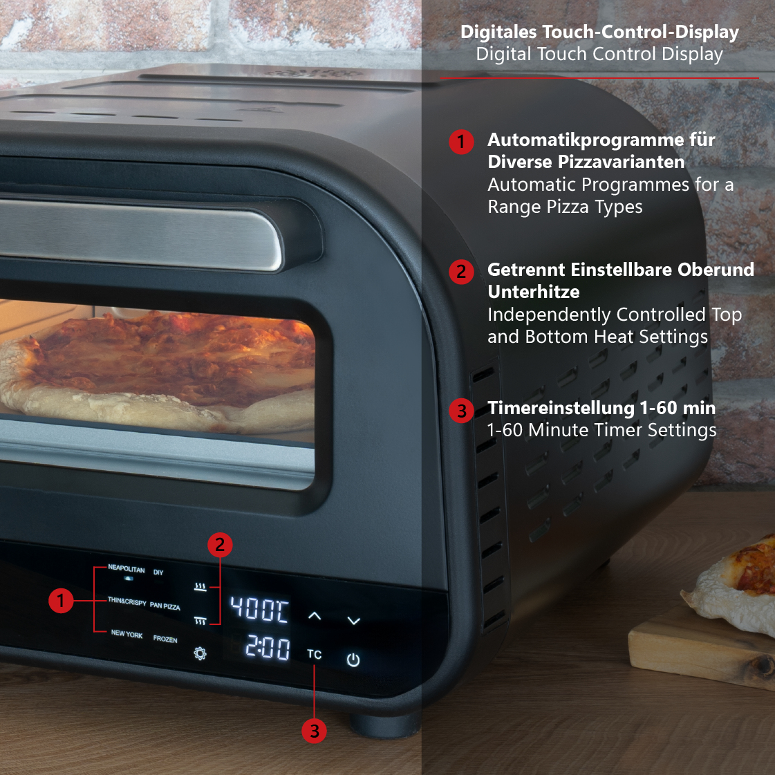Unold Don Luigi pizzamaker en -oven 1 pizza('s) 1700 W Zwart - Afbeelding 9