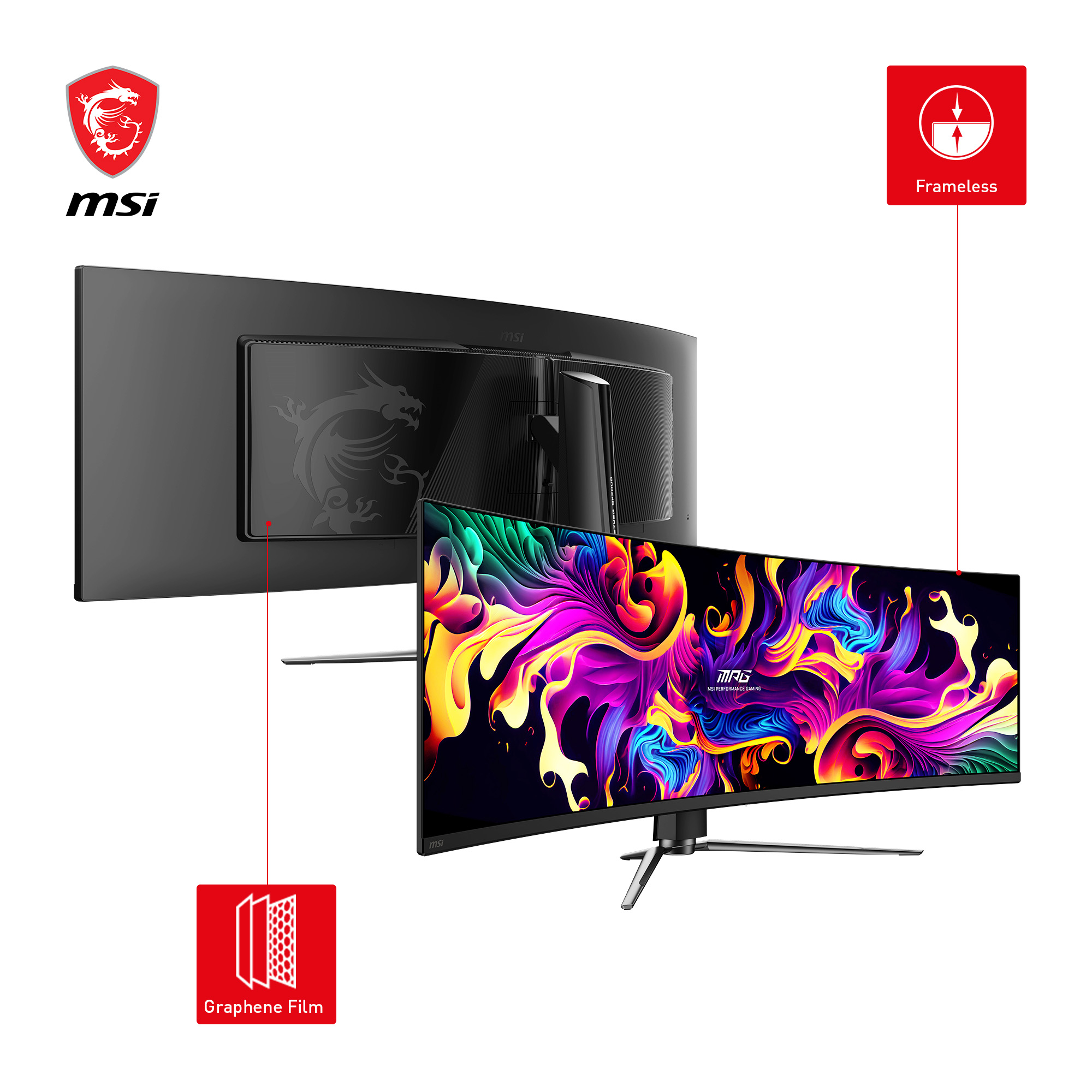 MSI MPG 491CQPDE QD-OLED computer monitor 124,5 cm (49") 5120 x 1440 Pixels DQHD QDOLED Zwart - Afbeelding 3