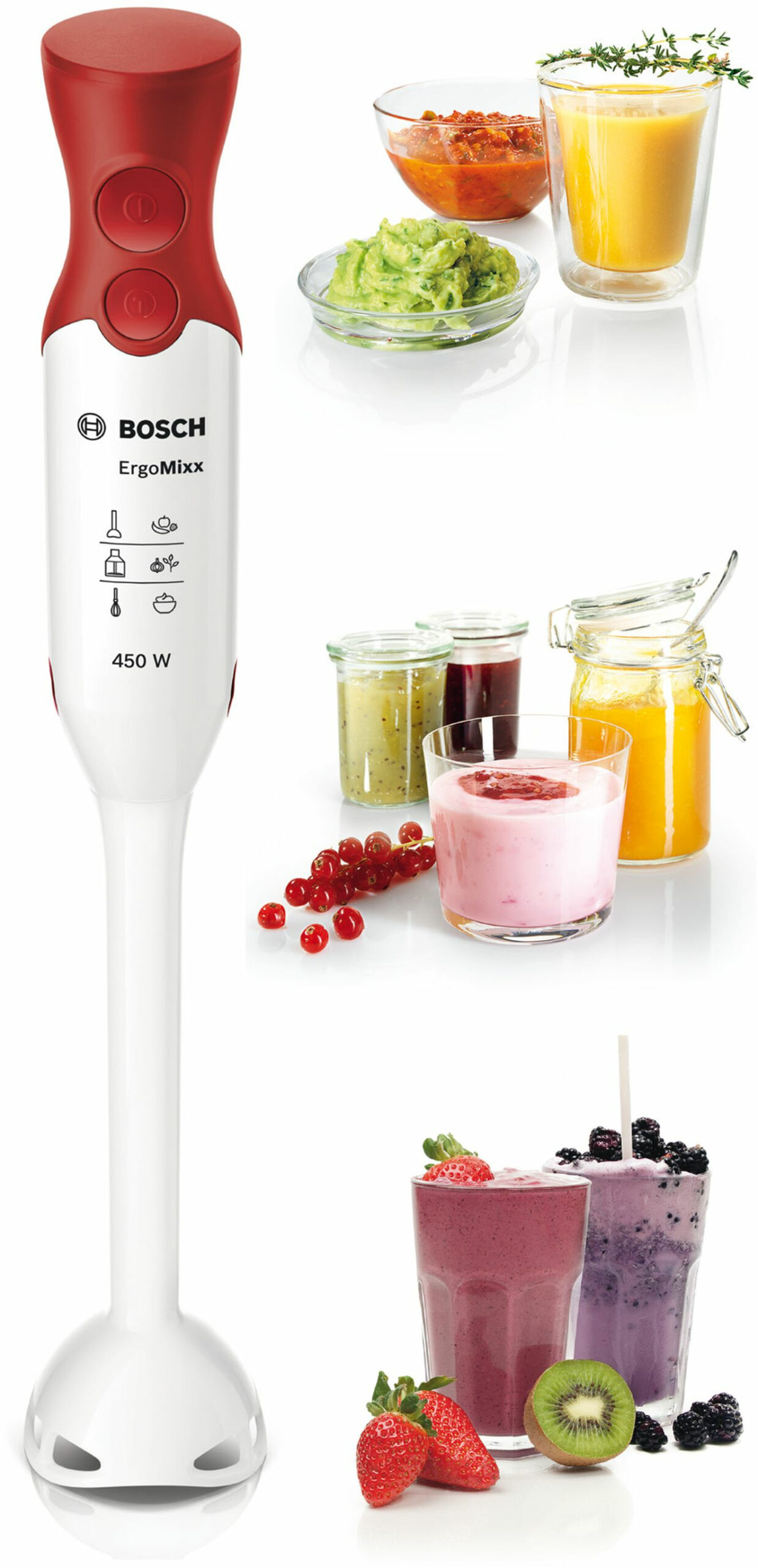 Bosch MSM64010 blender Staafmixer 450 W Rood, Wit