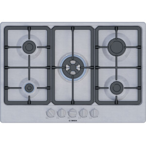 Bosch Serie 4 PGQ7B5K90 kookplaat Roestvrijstaal Ingebouwd 75 cm Gaskookplaat 5 zone(s)