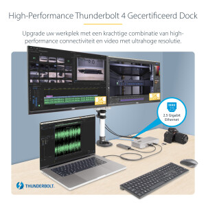 StarTech.com Thunderbolt 4 Multi-Monitor Docking Station, Quad/Triple/Dual Display Dock, 2x HDMI/2x DisplayPort, 7x USB Hub, 2.5Gb Ethernet, 98W Power Delivery