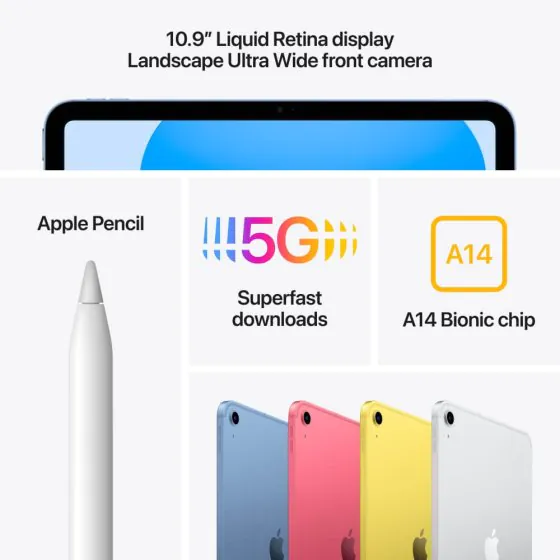 Apple iPad (2022) Wi‑Fi + 5G 64GB Zilver - Afbeelding 4
