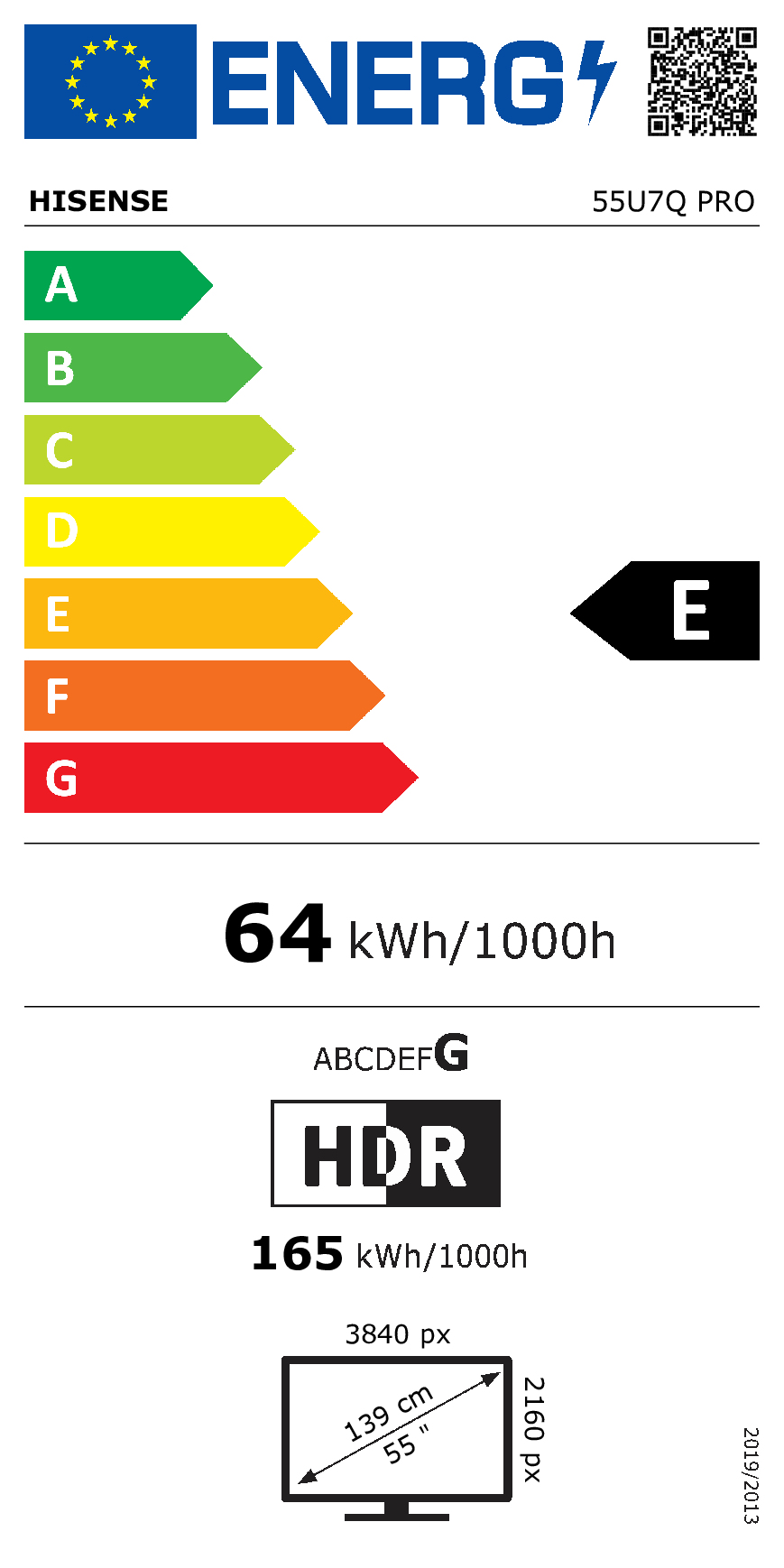 Hisense 55U7Q PRO 139,7 cm (55") 4K Ultra HD Smart TV Wifi Zwart 500 cd/m² - Afbeelding 2