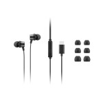 Lenovo 4XD1J77351 hoofdtelefoon/headset Bedraad In-ear Kantoor/callcenter USB Type-C Zwart
