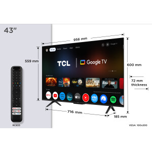 TCL P7K 43P7K tv 109,2 cm (43") 4K Ultra HD Smart TV Wifi Metallic 430 cd/m²