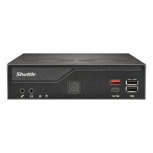 Shuttle Slim PC DH810 , S1851, 1x HDMI (2.1), 1x DP, 1x USB-C (DP), 1x 2.5" , 2x M.2, 2x LAN (Intel 1G + 2.5G), 2x COM, 24/7 permanent gebruik, incl. VESA